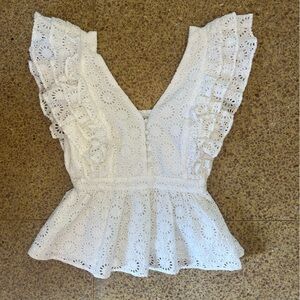 J Crew Eyelet Ruffle Peplum Top - Size 6